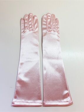 Vtg 80s Jeanjer Pink Satin Opera Gloves 15" Evening Prom Coquette New Old Stock